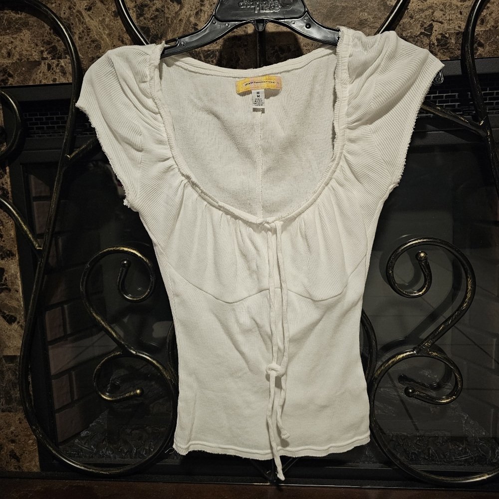 Urban Outfitters White Ruched Blouse